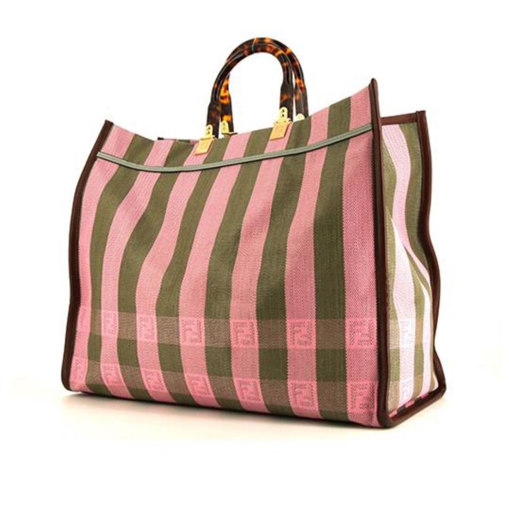 Fendi Pink/Khaki Sunshine Shopper Tote